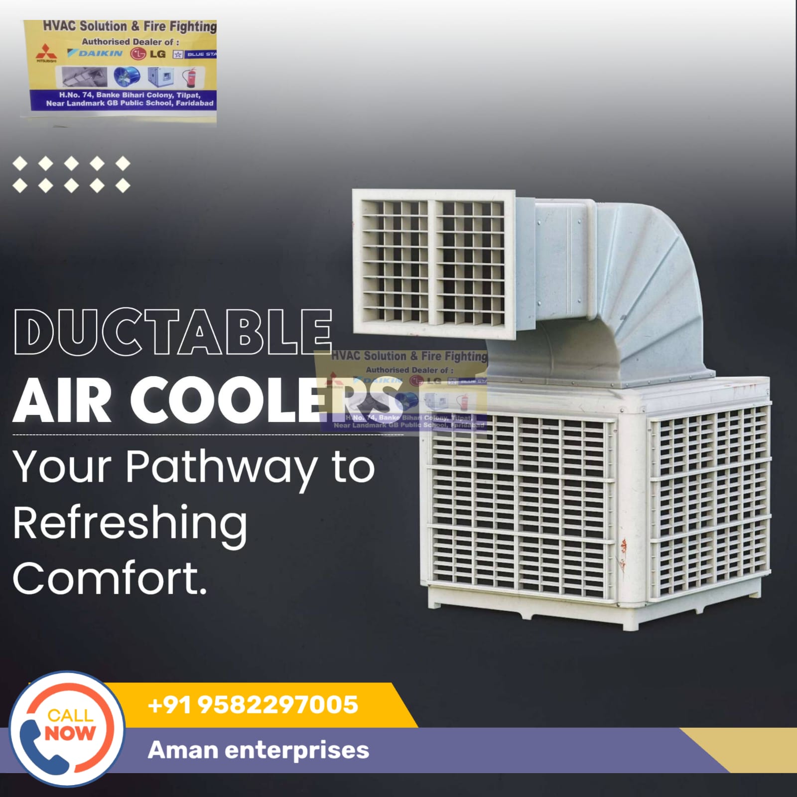 Ductable air cooler installation